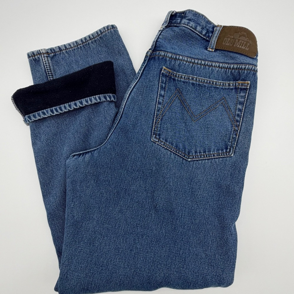 Old Mill Mens Fleece Lined Denim Jeans Blue 36x32 Insulated Work Winter Pants